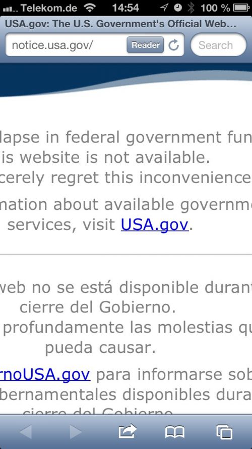 Due to the lapse in federal government funding